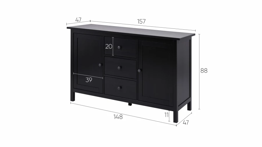 Сервант - аналог IKEA HEMNES / ХЕМНЭС/ ХЕМНЕС / КЫМОР / ИКЕА 157х89х47 см, черный (изображение №5)