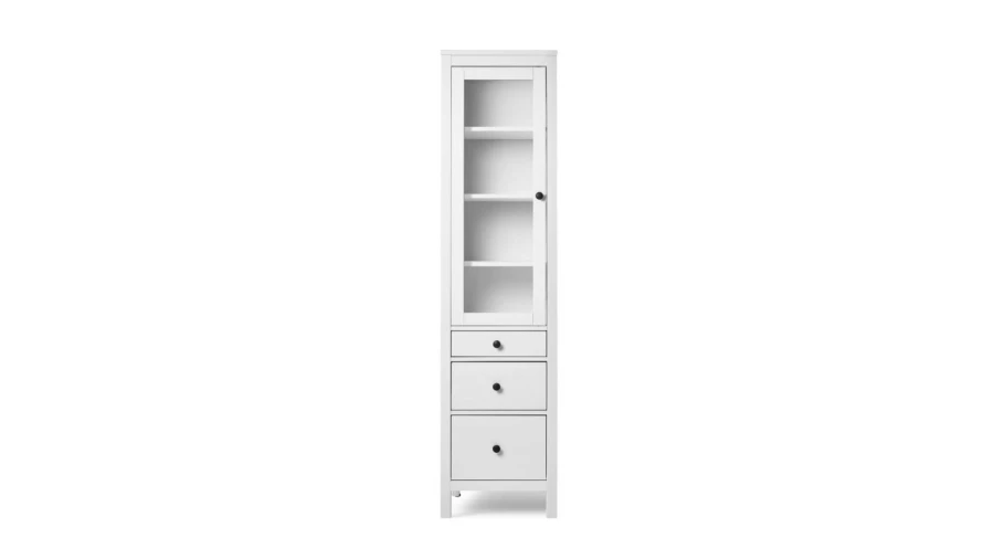 Шкаф-витрина 3 ящика - аналог IKEA HEMNES / ХЕМНЭС/ ХЕМНЕС / КЫМОР / ИКЕА 49х198х37 см, белый (изображение №2)