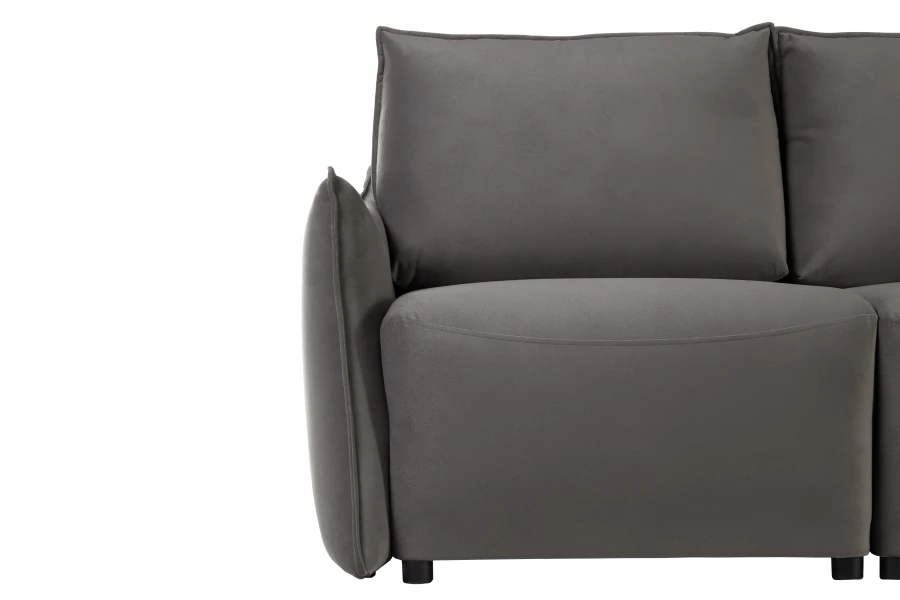 Диван-кровать Френк , велюровый, раскладной, графитовый однотон, 255х121х95 см (изображение №3)