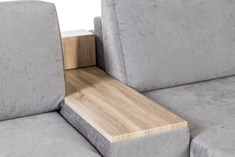 Диван-кровать Тенериф 2, велюровый, раскладной, серый шенилл, 334х156х93 см (изображение №4)