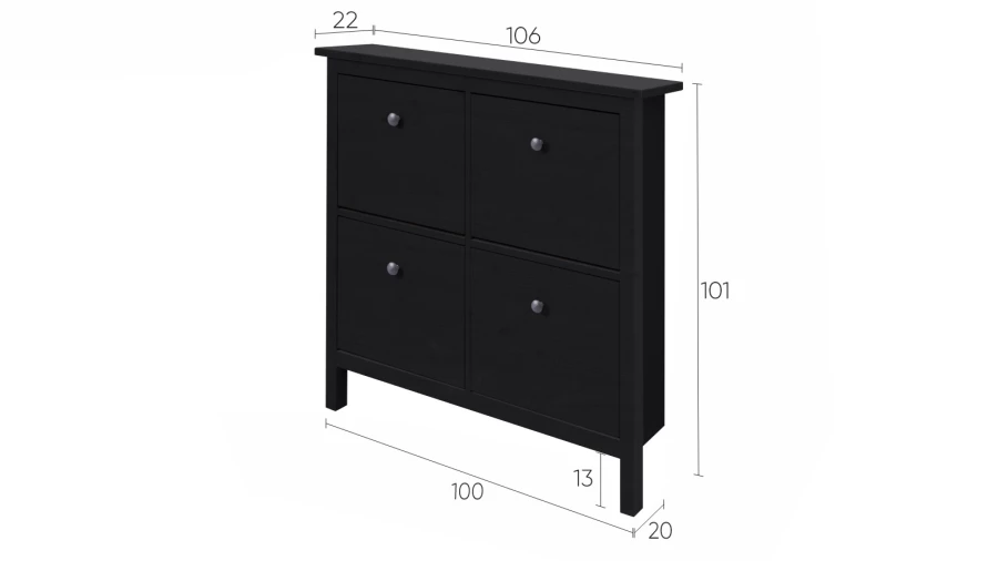 Обувница - аналог IKEA HEMNES / ХЕМНЭС/ ХЕМНЕС / КЫМОР / ИКЕА 106х101x22 см, черный (изображение №5)