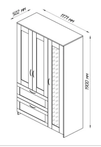 Шкаф комбинированный 3 двери и 2 ящика СИРИУС - аналог IKEA BRIMNES, белый