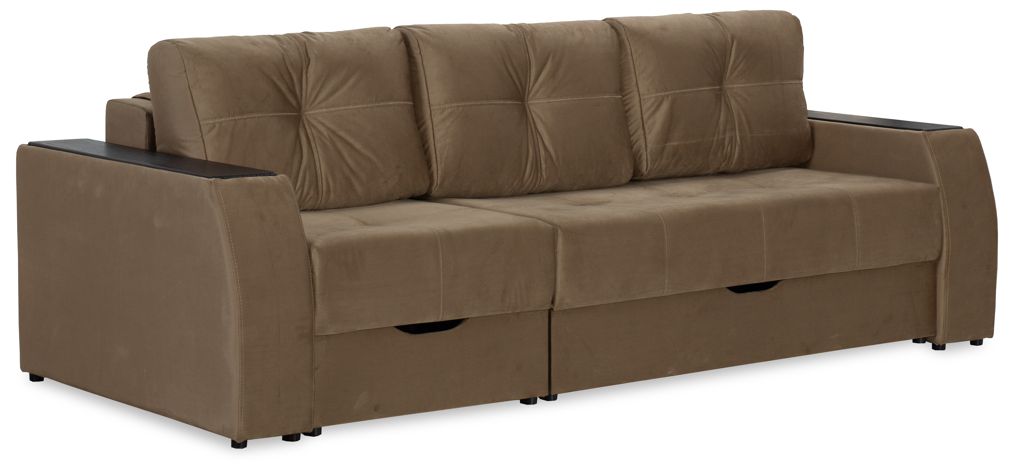 Прямой диван-кровать Спинер, раскладной, коричневый, 256х108х90 см