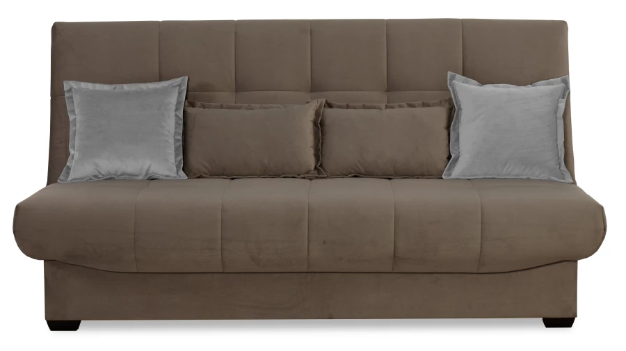 Прямой диван-кровать Аккорд велюровый, раскладной, песочно-серый, 192х100х95 см (изображение №3)