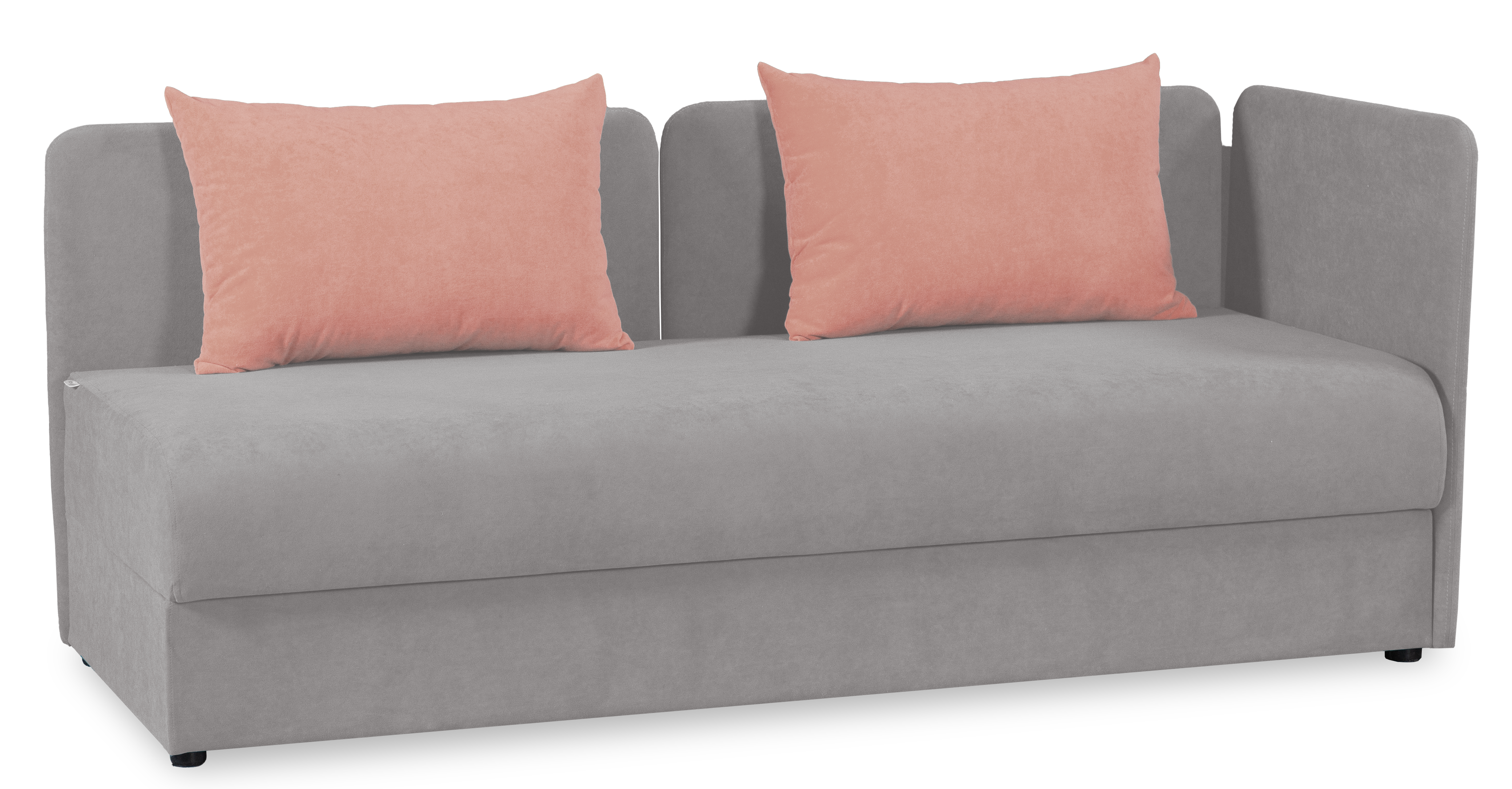 Диван-кровать Орлеан велюровый, раскладной, с ящиком для белья, механизм Книжка, бледно-розовый велюр, 198х88х81 см