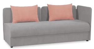 Диван-кровать Орлеан велюровый, раскладной, с ящиком для белья, механизм Книжка, бледно-розовый велюр, 198х88х81 см