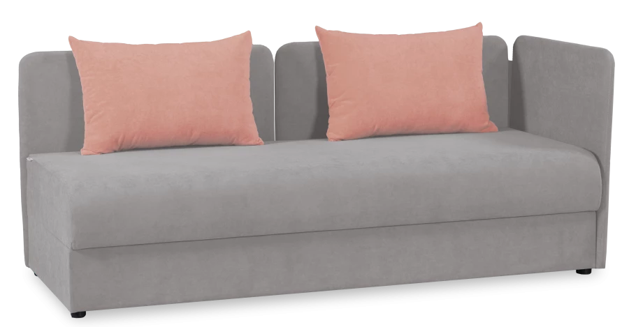 Диван-кровать Орлеан велюровый, раскладной, с ящиком для белья, механизм Книжка, бледно-розовый велюр, 198х88х81 см (изображение №1)