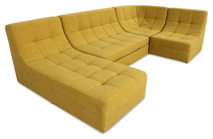 Угловой диван-кровать Палладиум 2, модульный, горчичный,  325х185х88 см (изображение №8)