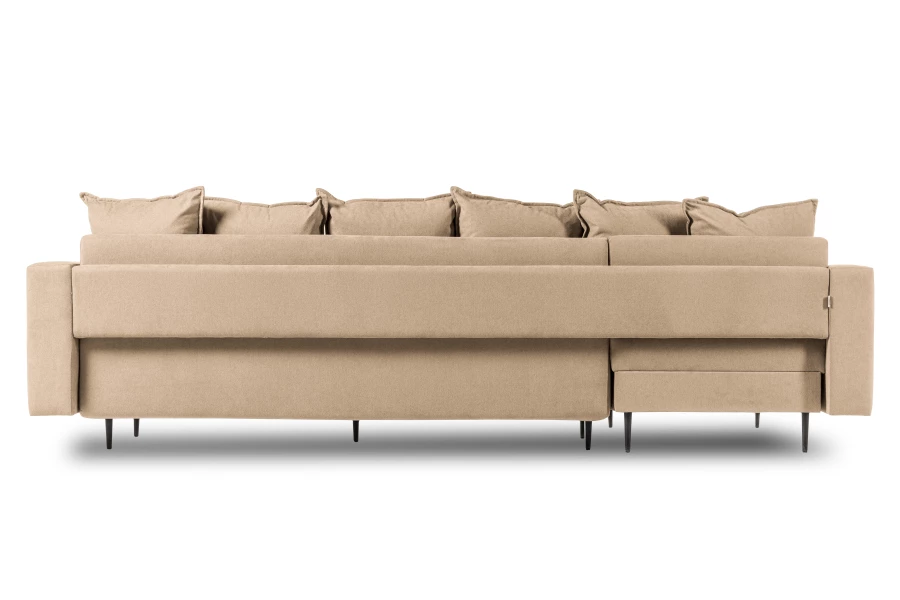 Диван-кровать Тенериф 3 прямой, велюровый, раскладной, бежевый, 312х157х90 см. (изображение №7)