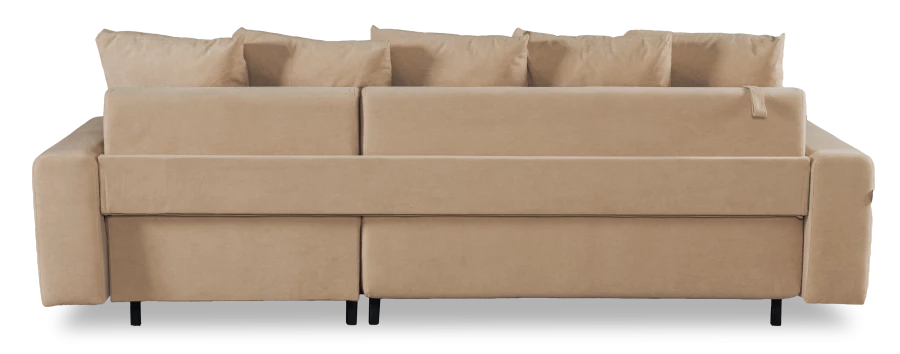 Угловой диван-кровать Халиф со спальным местом бежево кремовый велюр, 261х102х96 см (изображение №8)