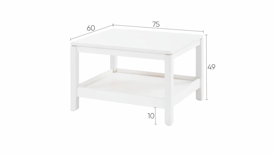 Стол журнальный  - аналог ИКЕА HEMNES / ХЕМНЭС/ ХЕМНЕС / КОДЗУВ / IKEA , 75x60 см, белый (изображение №4)