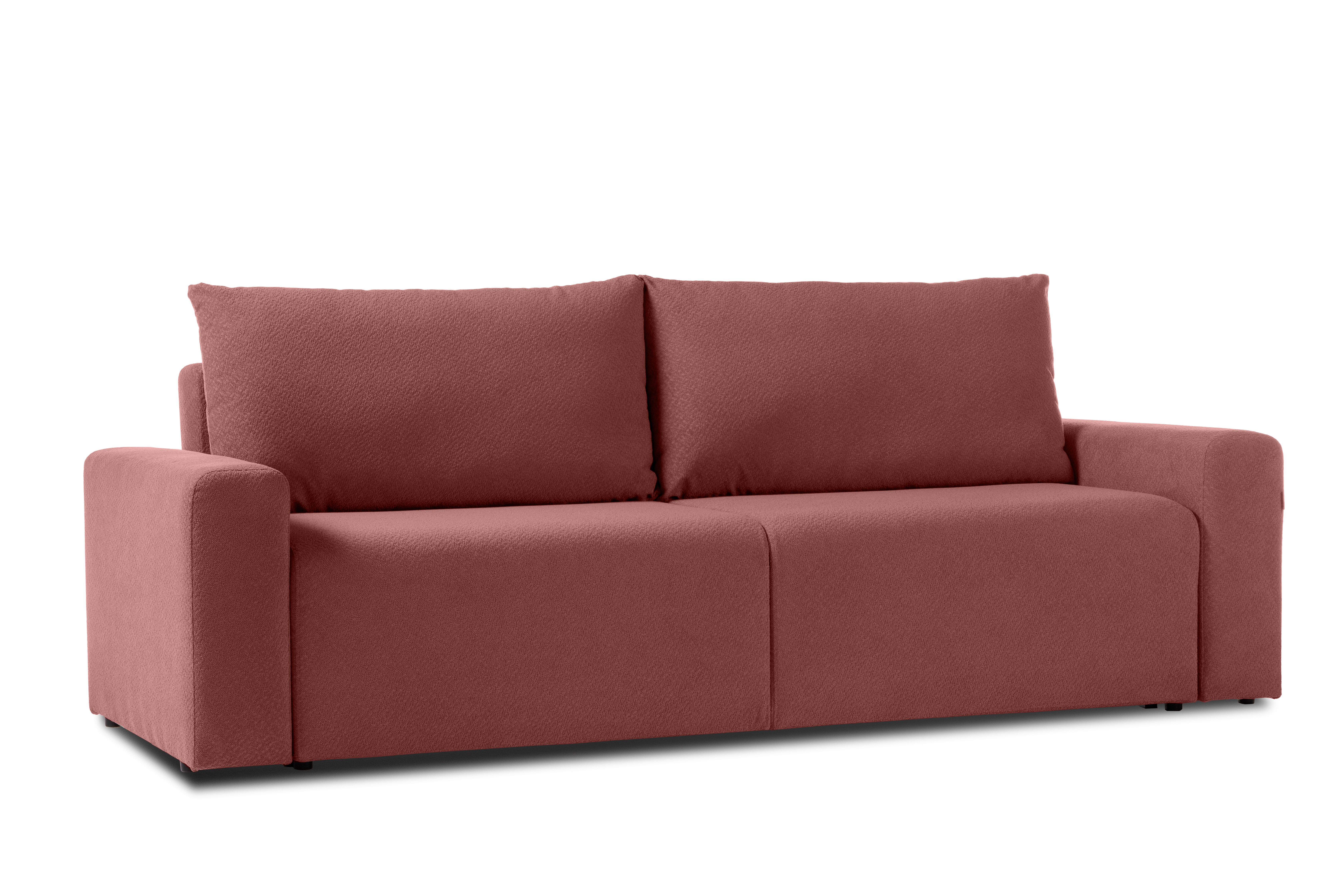 Диван-кровать Халиф 2, велюровый, раскладной, темно бордово розовый шенилл с мелким букле, 241х102х92 см