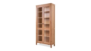 Шкаф-витрина стекло/стекло - аналог IKEA HEMNES / ХЕМНЭС/ ХЕМНЕС / КЫМОР / ИКЕА 90х198х37 см, белый/светло-коричневый