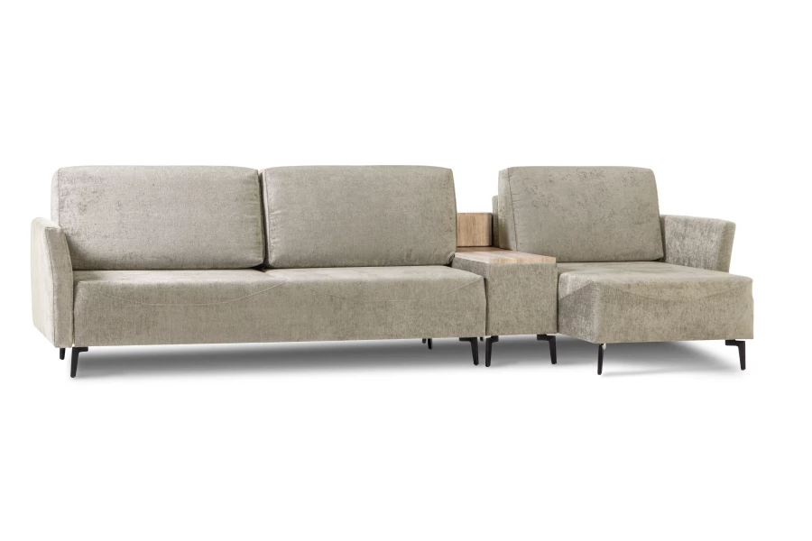 Диван-кровать Тенериф 2, велюровый, раскладной, песочный шенилл, 334х156х93 см (изображение №1)