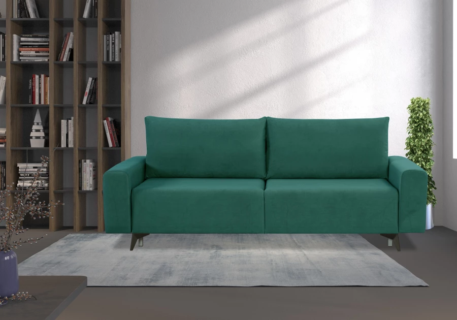 Диван-кровать Халиф велюровый, механизм Еврокнижка, бирюзовый, 241х105х98 см (изображение №10)