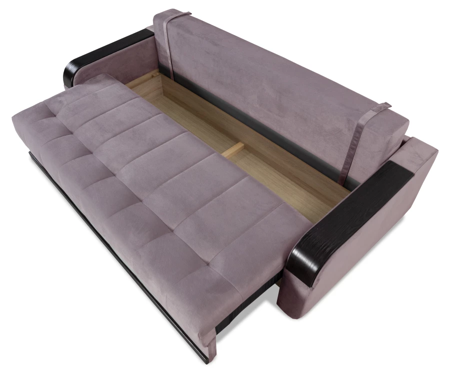 Диван-кровать Татьяна 5 БД Optima велюровый, с ящиком для белья, механизм Еврокнижка, какао велюр, 234х117х100см (изображение №9)