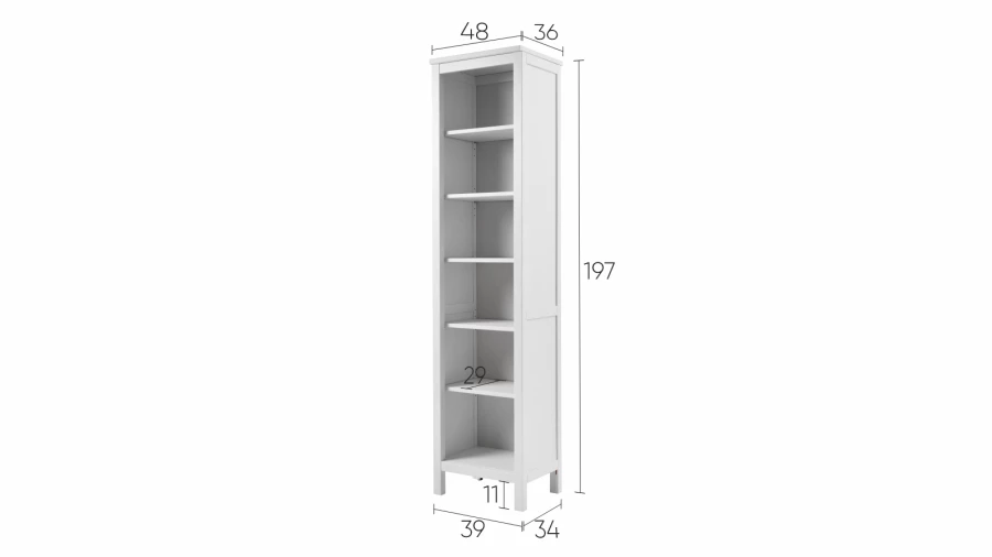 Стеллаж - аналог IKEA HEMNES / ХЕМНЭС/ ХЕМНЕС / КЫМОР / ИКЕА 49х198х37 см, белый (изображение №5)