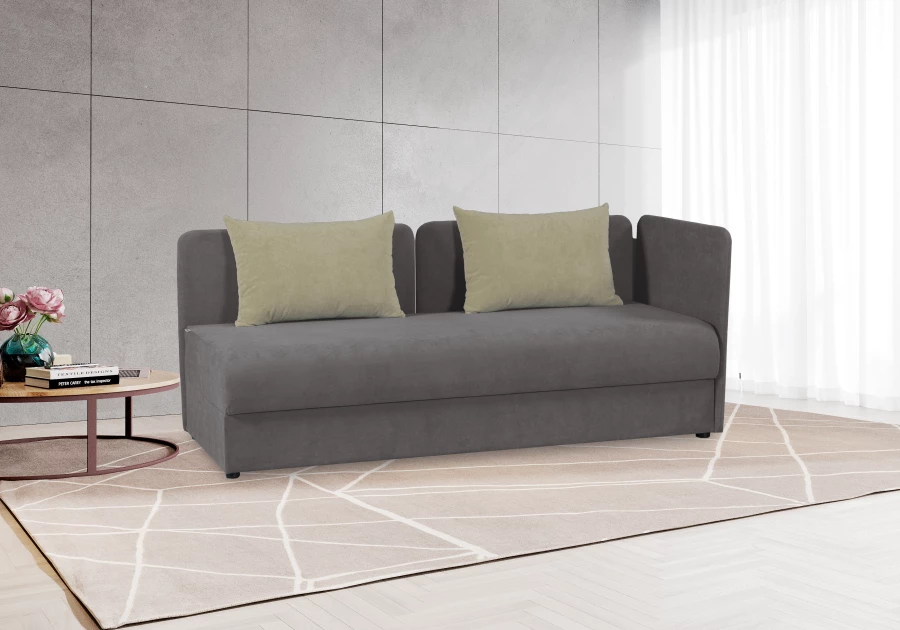 Диван-кровать Орлеан велюровый, раскладной, с ящиком для белья, механизм Книжка, светло песочный велюр, 198х88х81 см (изображение №3)