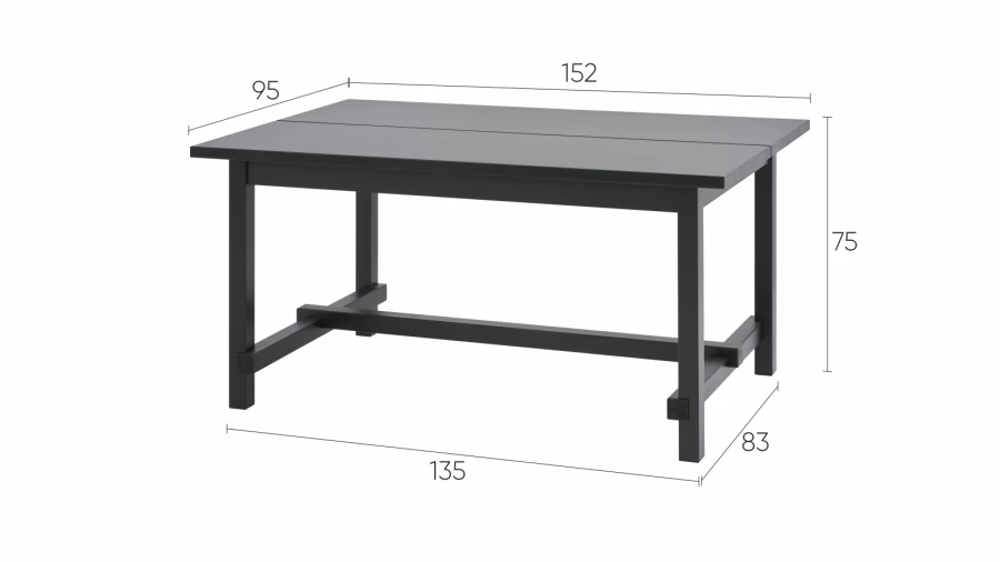 Стол барный  -  аналог IKEA/NORDVIKEN/НОРДВИКЕН /ТОЛЫСЬ/ ИКЕА,  152x95см, черный (изображение №4)