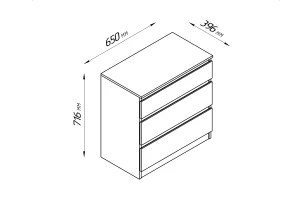 Комод 3 ящика Кастор - аналог IKEA KULLEN,65х39,6х71,6 ,сонома