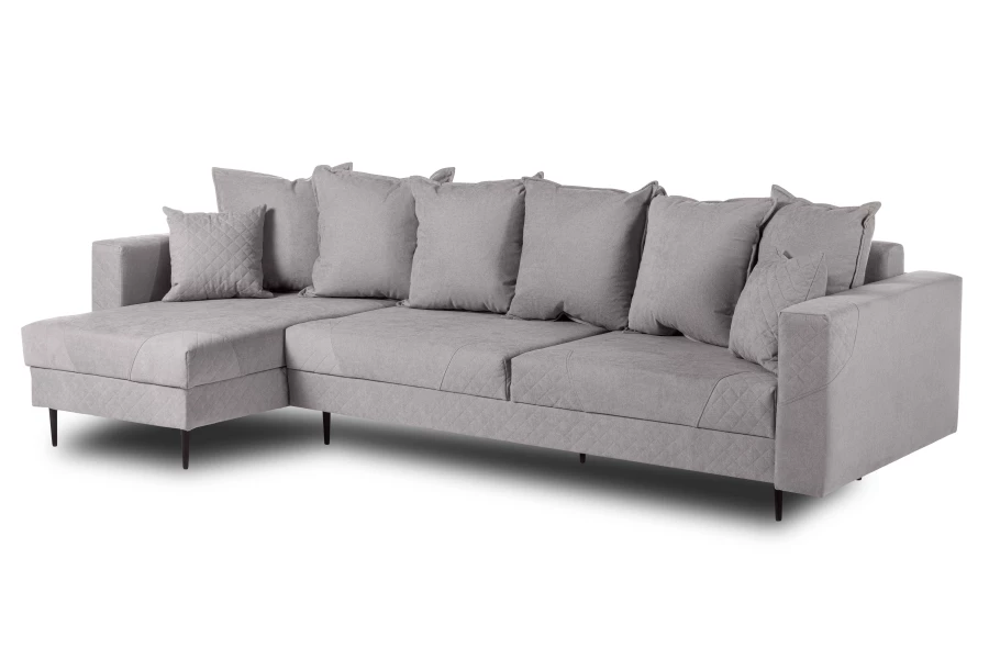 Диван-кровать Тенериф 3 прямой, велюровый, раскладной, светло серый, 312х157х90 см. (изображение №5)