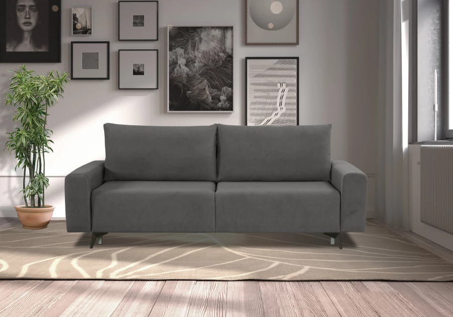 Диван-кровать Халиф, велюровый, серый, 241х105х98 см (изображение №10)