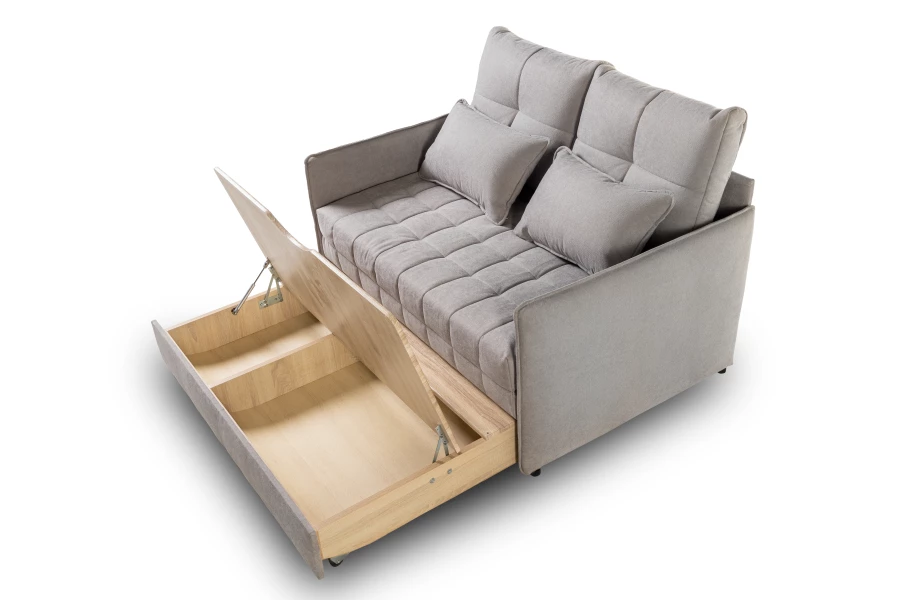 Диван-кровать Панда, велюровый, раскладной, светло-серый, 145х101х100 см (изображение №8)