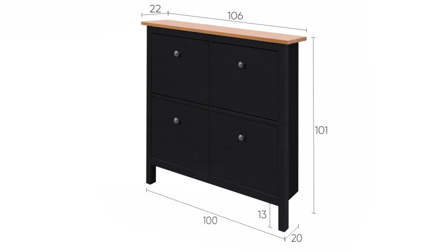 Обувница - аналог IKEA HEMNES / ХЕМНЭС/ ХЕМНЕС / КЫМОР / ИКЕА 106х101x22 см, черный/светло-коричневый (изображение №5)