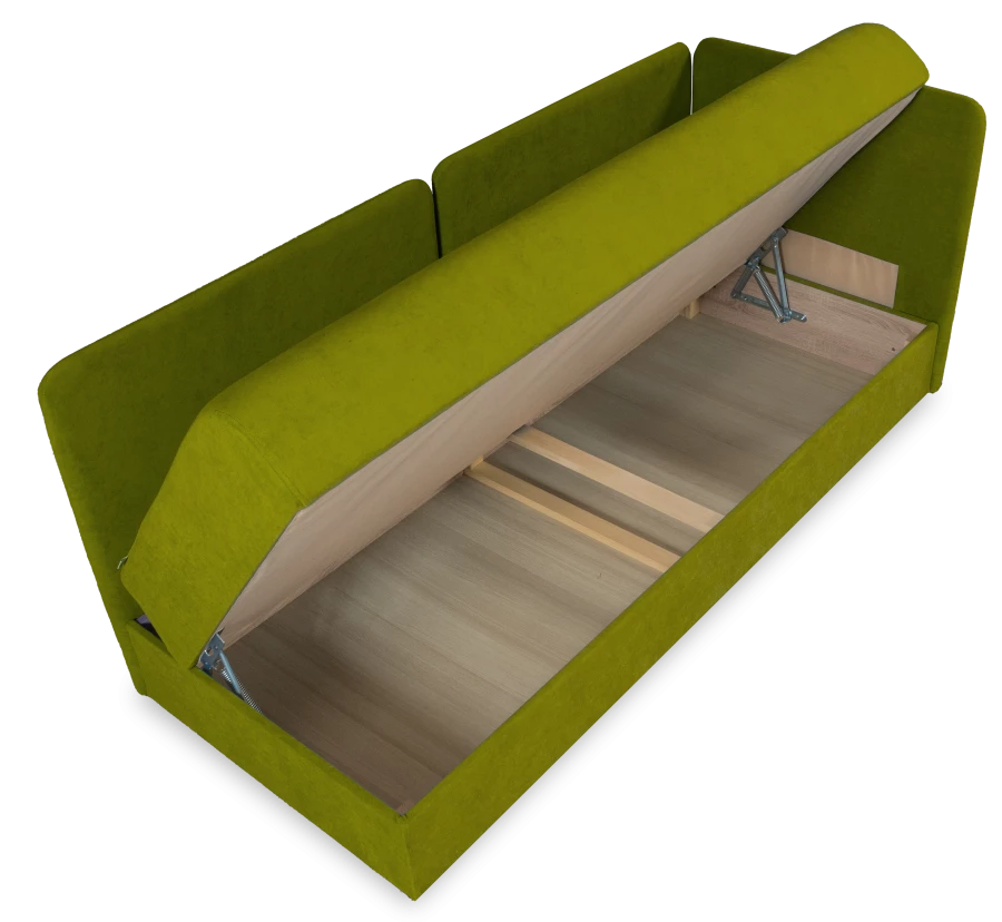 Диван-кровать, Орлеан велюровый, раскладной, с ящиком для белья, механизм Книжка, светло-серый велюр,  198х88х81 см (изображение №9)