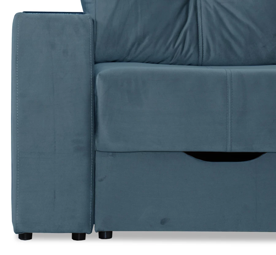 Прямой диван-кровать Спинер, раскладной, темно-синий, 256х108х90 см (изображение №5)