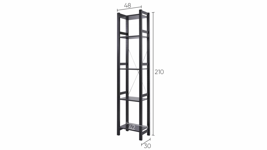 Стеллаж 5 полок - аналог IKEA/IVAR/ИВАР/УДОРА/ ИКЕА,  49x210x30см, черный (изображение №5)