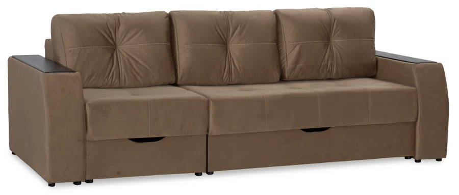Прямой диван-кровать Спинер, раскладной, коричневый, 256х108х90 см (изображение №3)