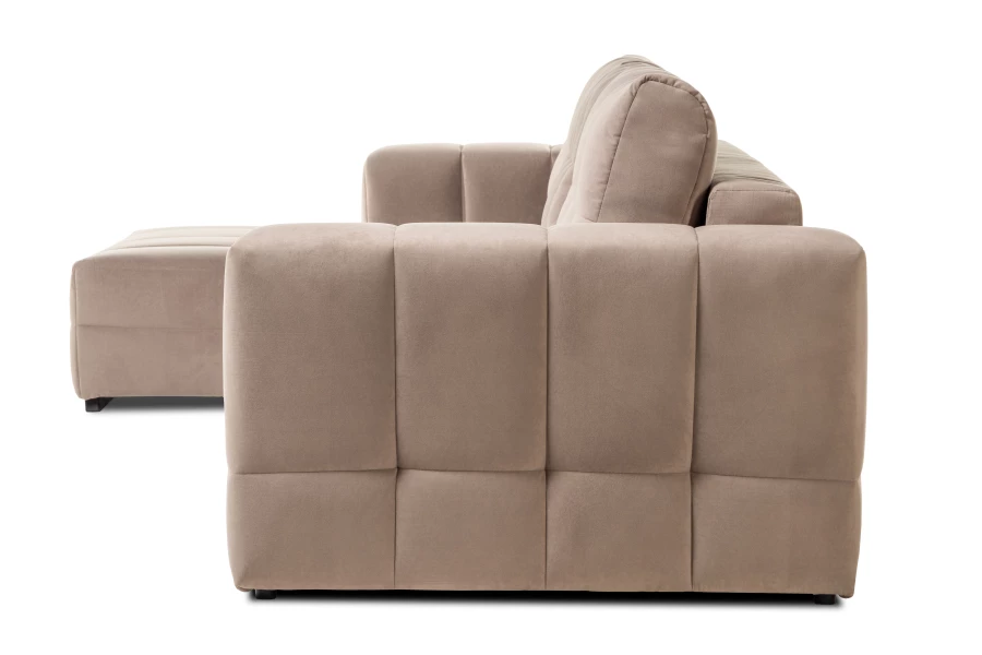 Диван-кровать Реал 2, велюровый, раскладной, бежевый велюр, 350х180х90 см (изображение №7)