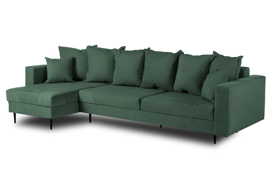 Диван-кровать Тенериф 3 прямой, велюровый, раскладной, зеленый, 312х157х90 см. (изображение №5)