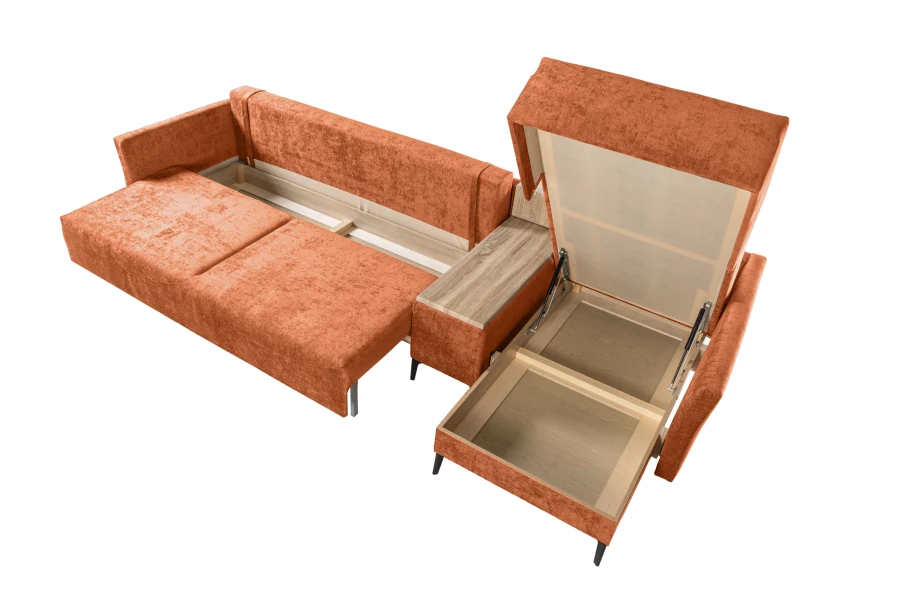 Диван-кровать Тенериф 2, велюровый, раскладной, терракотовый шенилл, 334х156х93 см (изображение №5)