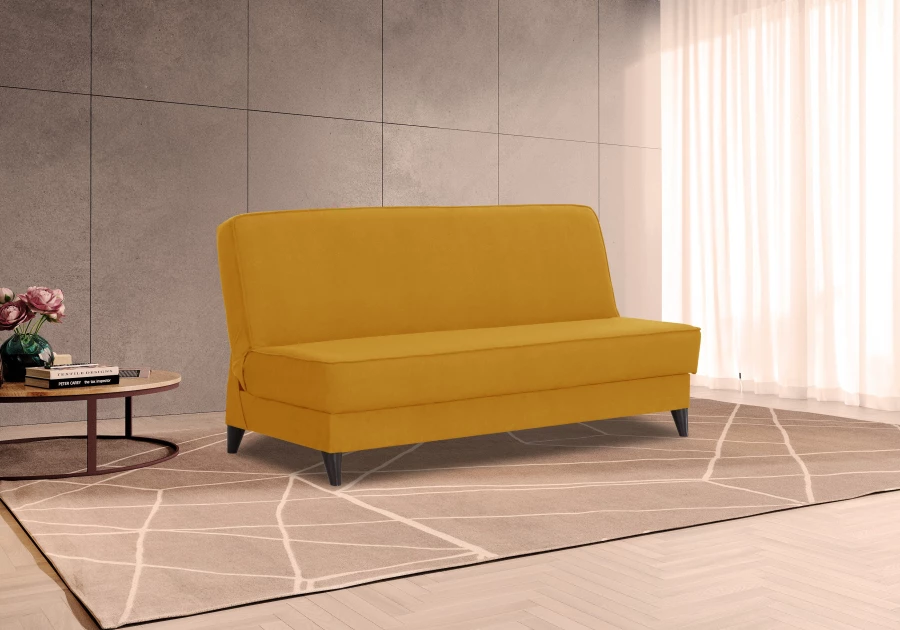 Прямой диван Наварра 2, жёлтый с мелкими разводами 187х87х90 см (изображение №11)