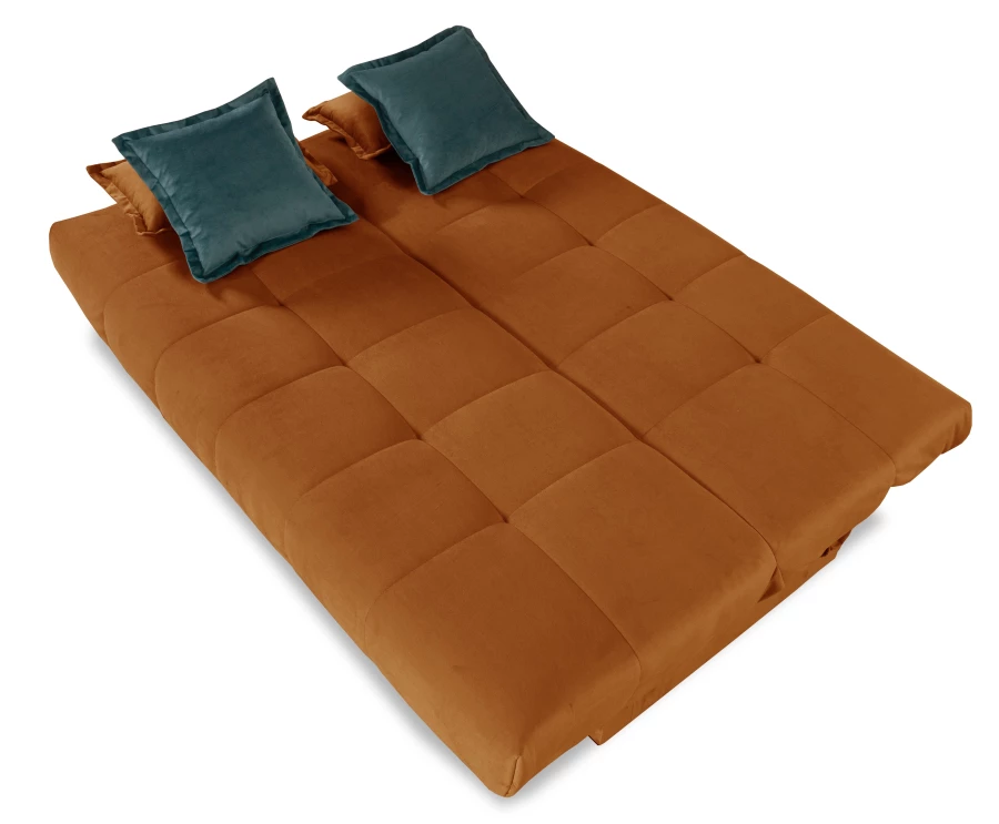 Прямой диван-кровать Аккорд, велюровый, раскладной, терракотовый, 192х100х95 см (изображение №11)