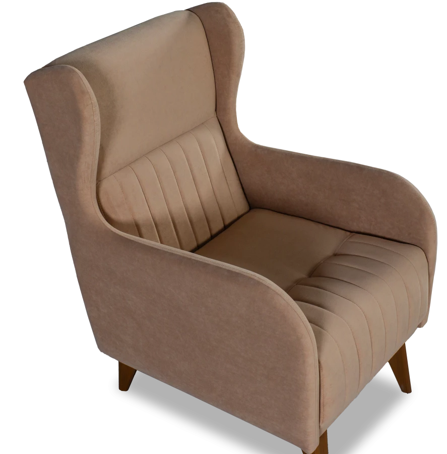Кресло мягкое Градара, велюр, анатомическое, бежево-коричневый, 66х84х102 см (изображение №5)