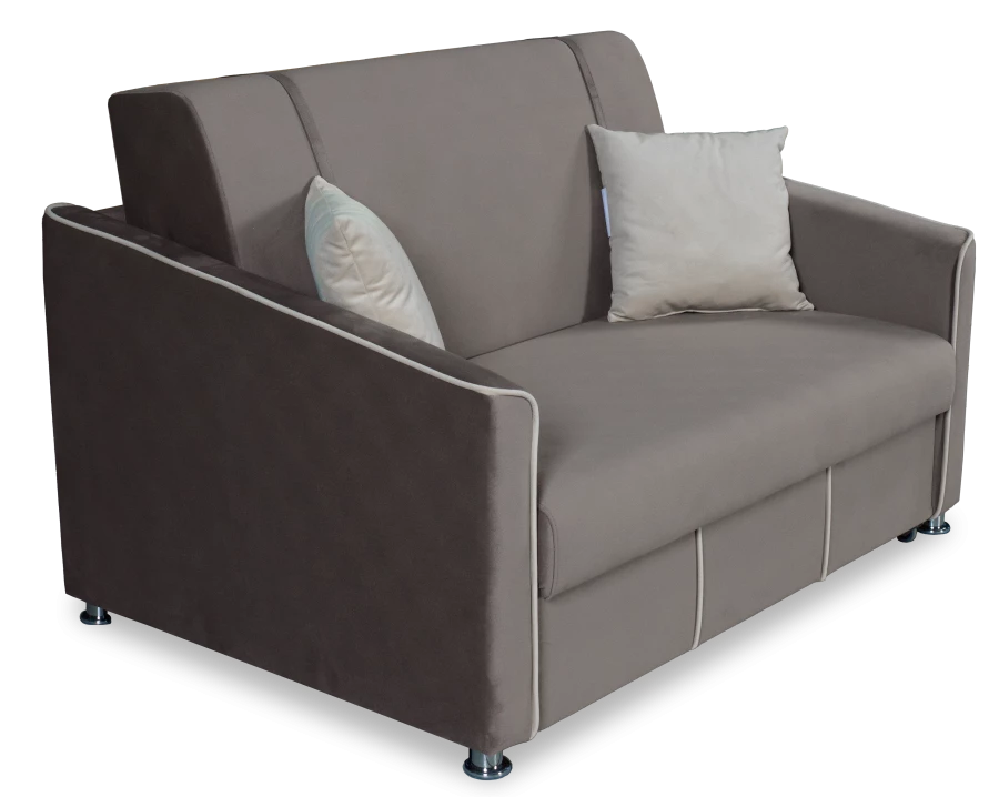 Прямой диван-кровать Милан, велюровый, раскладной, кофейно-песочно-серый, 149х99х91 см (изображение №2)