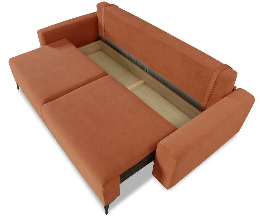Диван-кровать Халиф велюровый, механизм Еврокнижка, терракотовый, 241х105х98 см (изображение №7)