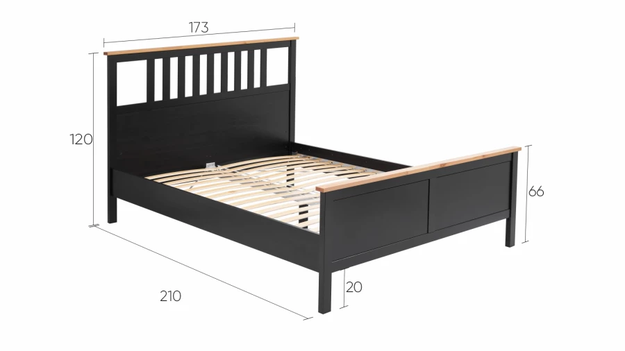 Кровать - аналог IKEA HEMNES / ХЕМНЭС/ ХЕМНЕС / КЫМОР / ИКЕА 160х200 см, черный/светло-коричневый (изображение №5)