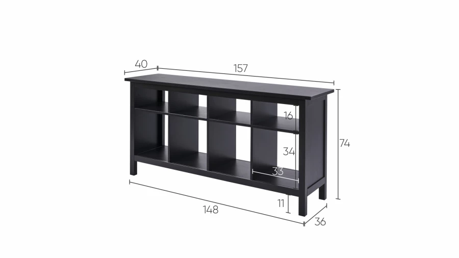 Стол-консоль - аналог IKEA HEMNES / ХЕМНЭС/ ХЕМНЕС / КЫМОР / ИКЕА 157х74х40 см, черный (изображение №7)