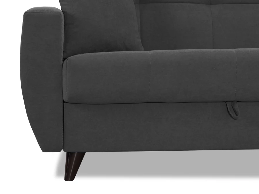 Диван-кровать Бетти 2 велюровый, раскладной, темно-серый, 236х88х96 см (изображение №7)