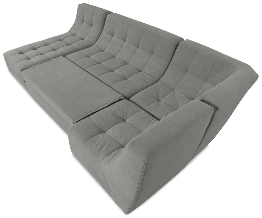 Угловой диван-кровать Палладиум 2, модульный, серый, 325х185х88 см (изображение №9)