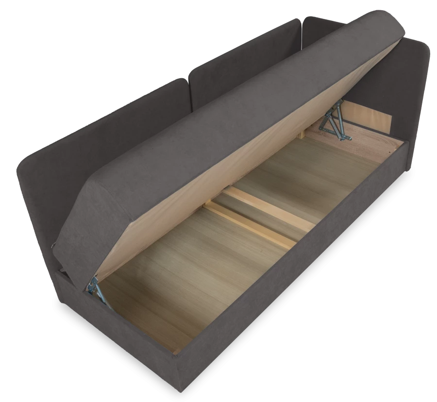 Диван-кровать Орлеан велюровый, раскладной, с ящиком для белья, механизм Книжка, светло песочный велюр, 198х88х81 см (изображение №10)