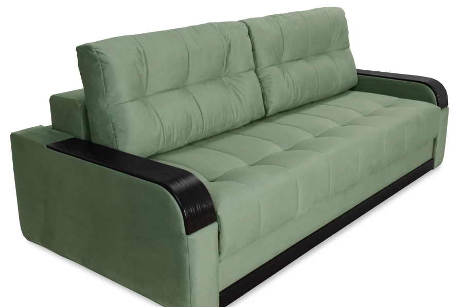 Диван-кровать Татьяна 5 БД Optima велюровый, раскладной, с ящиком для белья/ механизм Еврокнижка, мятный велюр,  234х117х100см (изображение №7)
