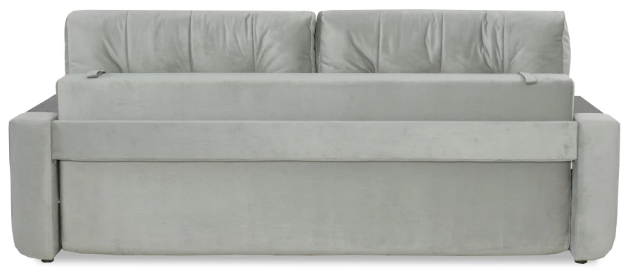 Диван-кровать Татьяна 5 БД Optima велюровый, раскладной, с ящиком для белья, механизм Еврокнижка, светло-серый велюр, 234х117х100см (изображение №11)