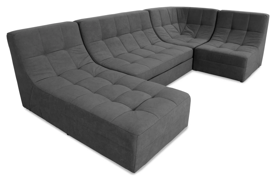 Угловой диван-кровать Палладиум 2, модульный, темно-серый, 325х185х88 см (изображение №5)