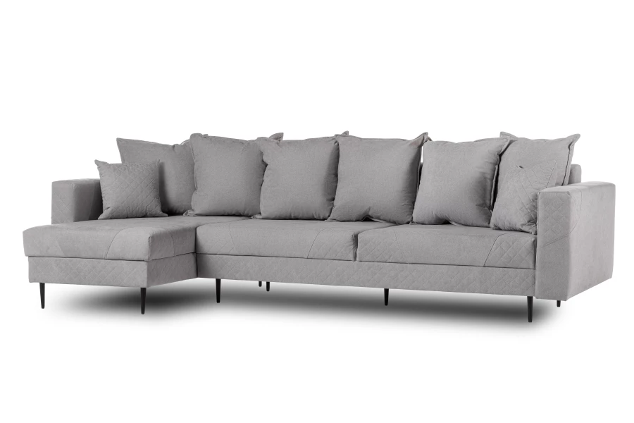 Диван-кровать Тенериф 3 прямой, велюровый, раскладной, светло серый, 312х157х90 см. (изображение №3)