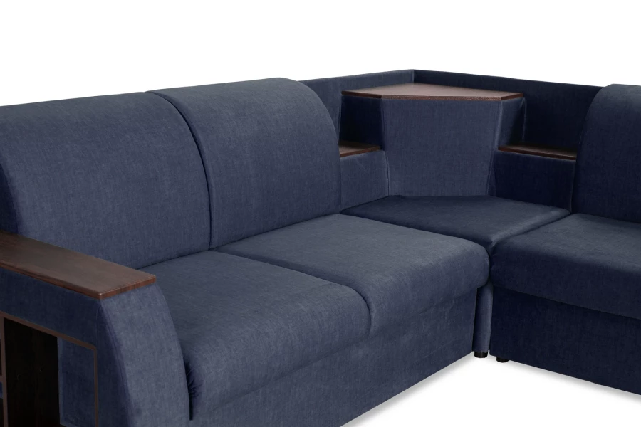 Угловой диван-кровать Сенатор, темно-синий, 260х187х92 см (изображение №5)